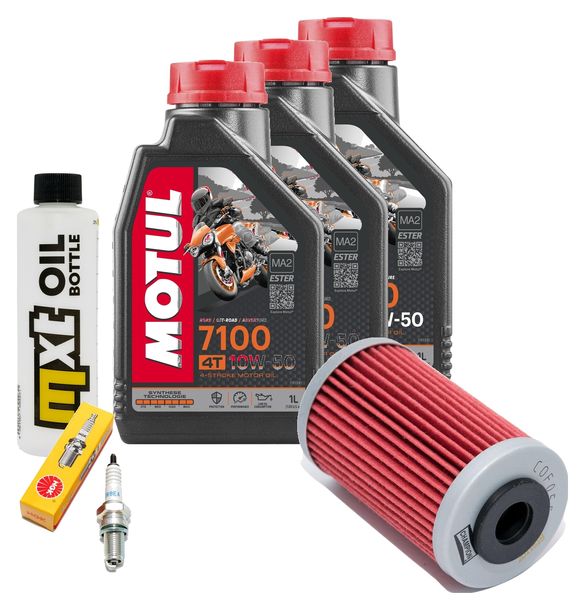 Inspektionspaket 3L 10W-50 + Ölfilter + 1x Zündkerze für KTM LC4 Adventure R 640 ccm Bj. 2000 - 2002