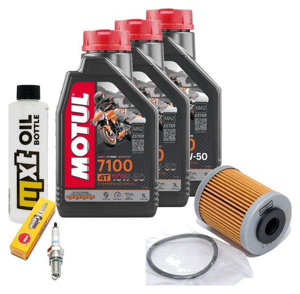 Inspektionspaket 3L 10W-50 + Ölfilter + 1x Zündkerze für KTM LC4 Adventure R 640 ccm Bj. 2000 - 2002