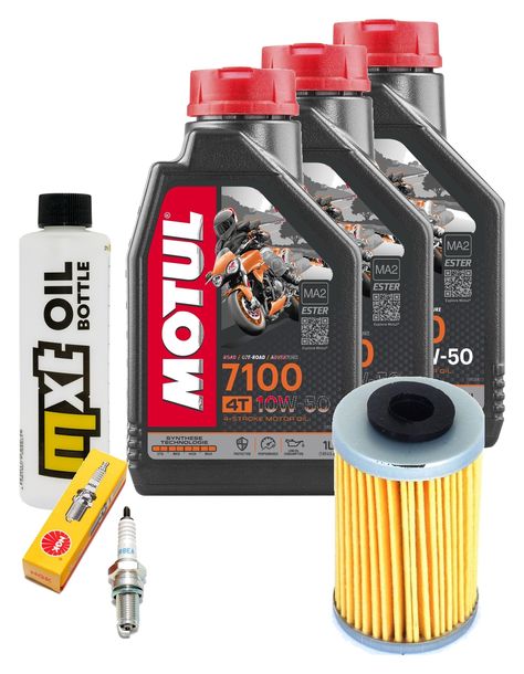 Inspektionspaket 3L 10W-50 + Ölfilter + 1x Zündkerze für KTM LC4 Adventure R 640 ccm Bj. 2000 - 2002