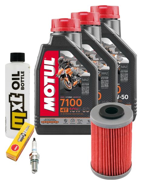 Inspektionspaket 3L 10W-50 + Ölfilter + 1x Zündkerze für KTM LC4 Adventure R 640 ccm Bj. 2000 - 2002