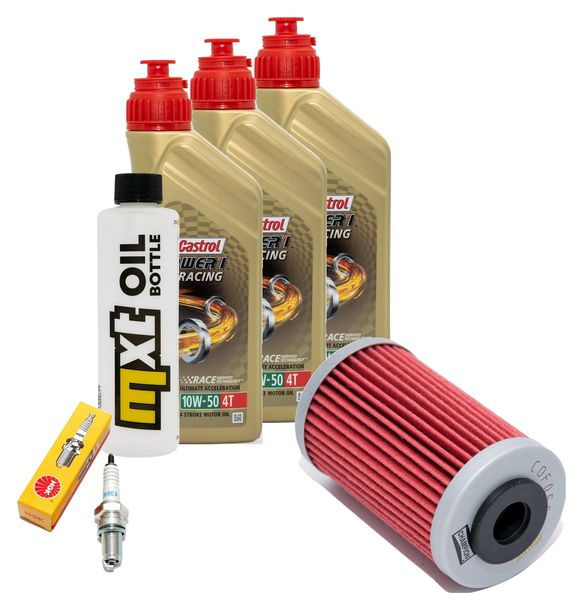 Inspektionspaket 3L 10W-50 + Ölfilter + 1x Zündkerze für KTM LC4 Adventure R 640 ccm Bj. 2000 - 2002