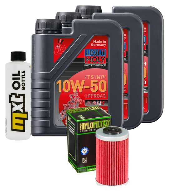 Inspektionspaket 3L 10W-50 + Ölfilter + 1x Zündkerze für KTM LC4 Adventure R 640 ccm Bj. 2000 - 2002