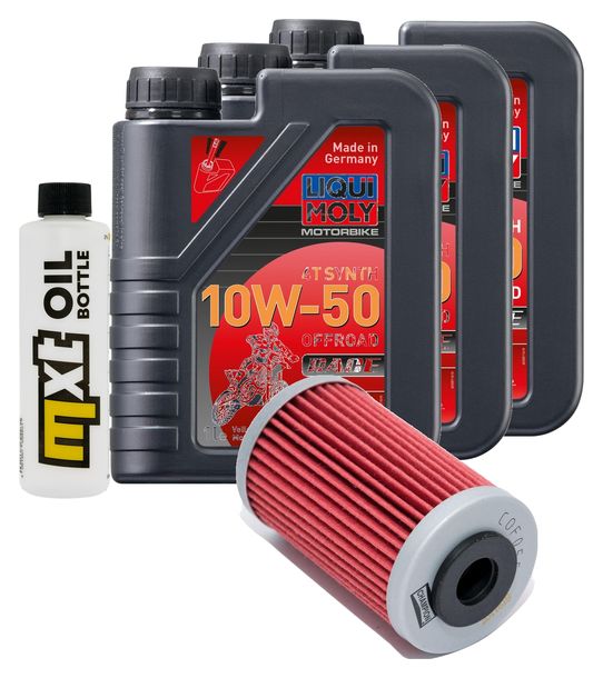 Inspektionspaket 3L 10W-50 + Ölfilter + 1x Zündkerze für KTM LC4 Adventure R 640 ccm Bj. 2000 - 2002