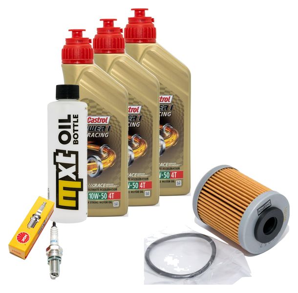 Inspektionspaket 3L 10W-50 + Ölfilter + 1x Zündkerze für KTM LC4 Adventure R 640 ccm Bj. 2000 - 2002