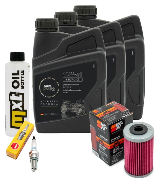Inspektionspaket 3L 10W-50 + Ölfilter + 1x Zündkerze für KTM LC4 Adventure R 640 ccm Bj. 2000 - 2002