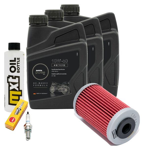 Inspektionspaket 3L 10W-50 + Ölfilter + 1x Zündkerze für KTM LC4 Adventure R 640 ccm Bj. 2000 - 2002