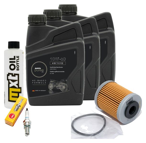 Inspektionspaket 3L 10W-50 + Ölfilter + 1x Zündkerze für KTM LC4 Adventure R 640 ccm Bj. 2000 - 2002