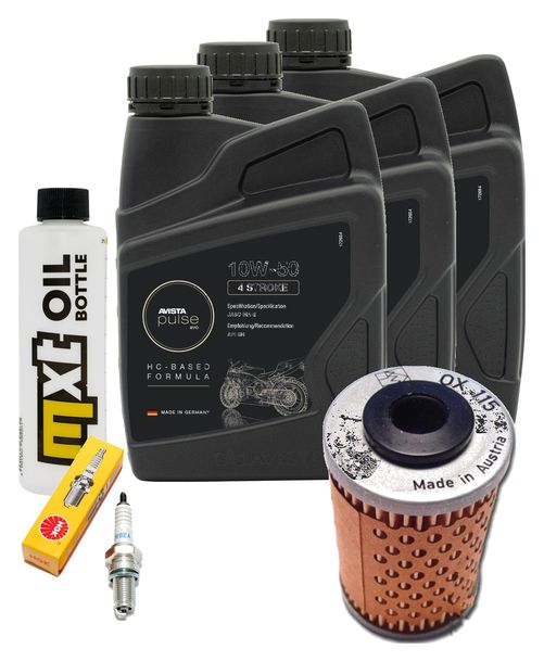 Inspektionspaket 3L 10W-50 + Ölfilter + 1x Zündkerze für KTM LC4 Adventure R 640 ccm Bj. 2000 - 2002