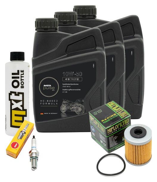 Inspektionspaket 3L 10W-50 + Ölfilter + 1x Zündkerze für KTM LC4 Adventure R 640 ccm Bj. 2000 - 2002