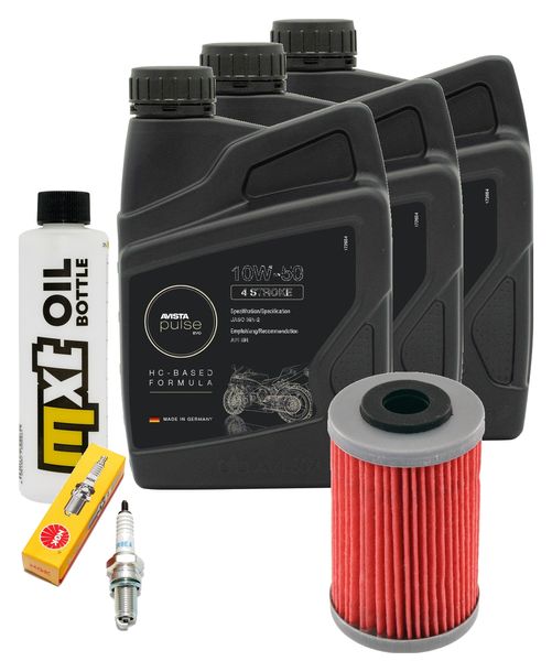 Inspektionspaket 3L 10W-50 + Ölfilter + 1x Zündkerze für KTM LC4 Adventure R 640 ccm Bj. 2000 - 2002