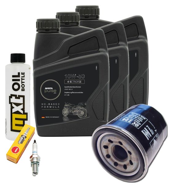 Inspektionspaket 3L 10W-50 + Ölfilter + 1x Zündkerze für KTM LC4 Adventure R 640 ccm Bj. 2000 - 2002