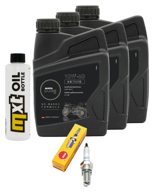 Inspektionspaket 3L 10W-50 + Ölfilter + 1x Zündkerze für KTM LC4 Adventure R 640 ccm Bj. 2000 - 2002