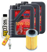 Inspektionspaket 3L 10W-50 + Ölfilter + 1x Zündkerze für KTM LC4 Adventure R 640 ccm Bj. 2000 - 2002