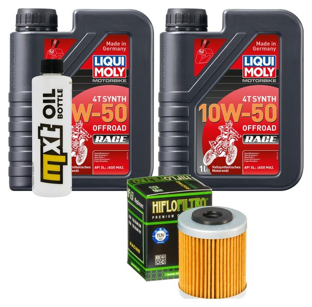 Inspektionspaket 2L 10W-50 + Ölfilter + 2x Zündkerze für KTM SMC R ABS 690 ccm Bj. 2014 - 2017