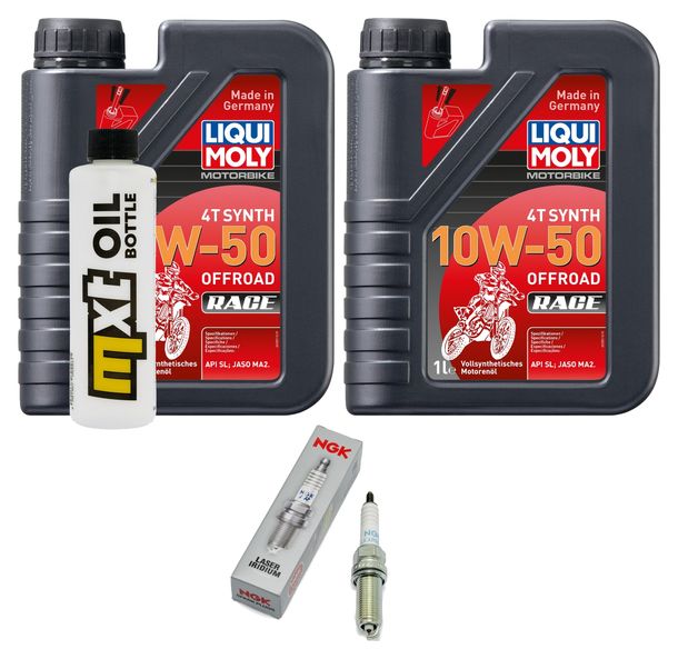Inspektionspaket 2L 10W-50 + Ölfilter + 2x Zündkerze für KTM SMC R ABS 690 ccm Bj. 2014 - 2017