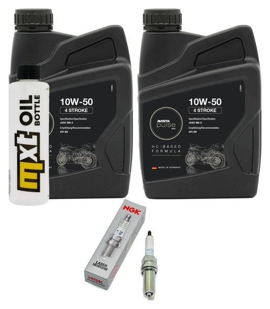 Inspektionspaket 2L 10W-50 + Ölfilter + 2x Zündkerze für KTM SMC R ABS 690 ccm Bj. 2014 - 2017