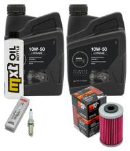Pacchetto di ispezione 2L 10W-50 + filtro olio + 2x candela per KTM SMC R ABS 690 ccm Anno 2014 - 2017