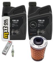 Pacchetto di ispezione 2L 10W-50 + filtro olio + 2x candela per KTM SMC R ABS 690 ccm Anno 2014 - 2017