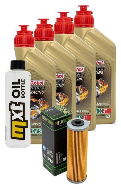 Inspektionspaket 4L 10W-50 + Ölfilter + 4x Zündkerze für KTM Super Duke R 1290 ccm Bj. 2014 - 2016