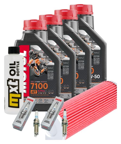Inspektionspaket 4L 10W-50 + Ölfilter + 4x Zündkerze für KTM Super Duke R 1290 ccm Bj. 2014 - 2016