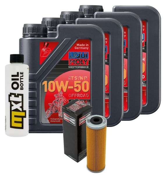 Inspektionspaket 4L 10W-50 + Ölfilter + 4x Zündkerze für KTM Super Duke R 1290 ccm Bj. 2014 - 2016