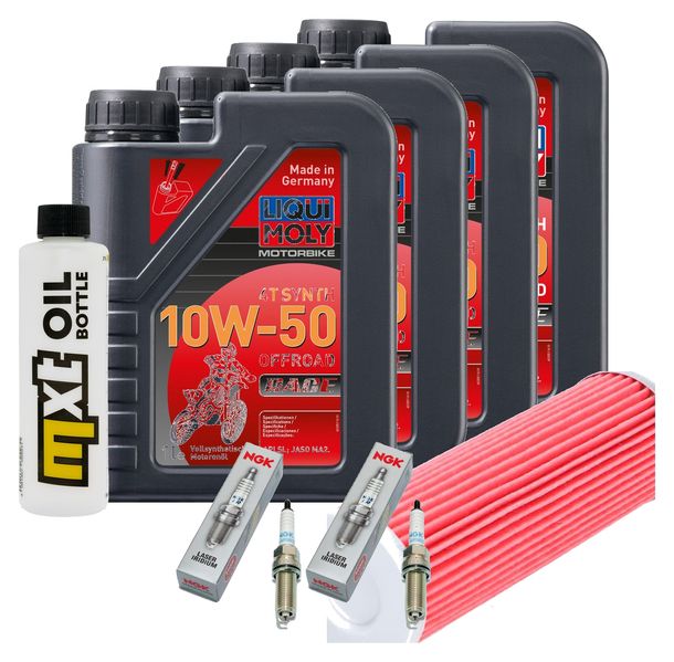 Inspektionspaket 4L 10W-50 + Ölfilter + 4x Zündkerze für KTM Super Duke R 1290 ccm Bj. 2014 - 2016