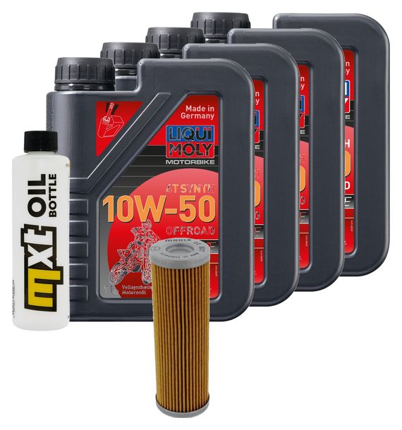 Inspektionspaket 4L 10W-50 + Ölfilter + 4x Zündkerze für KTM Super Duke R 1290 ccm Bj. 2014 - 2016