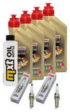 Pacchetto di ispezione 4L 10W-50 + filtro olio + 4x candela per KTM Super Duke R 1290 ccm Anno 2014 - 2016