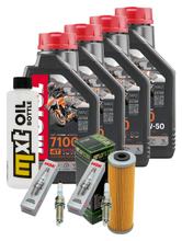 Inspektionspaket 4L 10W-50 + Ölfilter + 4x Zündkerze für KTM Super Duke R 1290 ccm Bj. 2014 - 2016