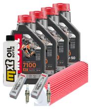 Pacchetto di ispezione 4L 10W-50 + filtro olio + 4x candela per KTM Super Duke R 1290 ccm Anno 2014 - 2016
