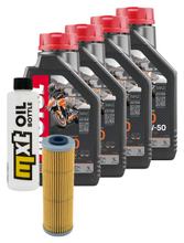 Paquete de inspección 4L 10W-50 + filtro de aceite + 4 bujías para KTM Super Duke R 1290 ccm Año 2014 - 2016