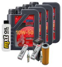 Inspektionspaket 4L 10W-50 + Ölfilter + 4x Zündkerze für KTM Super Duke R 1290 ccm Bj. 2014 - 2016