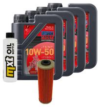 Inspektionspaket 4L 10W-50 + Ölfilter + 4x Zündkerze für KTM Super Duke R 1290 ccm Bj. 2014 - 2016