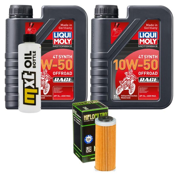 Inspektionspaket 2L 10W-50 + Ölfilter für Husqvarna FC FE FS, KTM EXC-F Sixdays SMR i Supermoto SX SX-F Racing 450 - 501 ccm Bj. 2012 - 2023