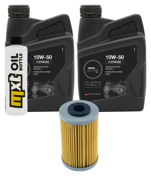 Inspektionspaket 2L 10W-50 + Ölfilter für Husaberg FE i Enduro, KTM SX SMR 250 / 450 ccm Bj. 2013