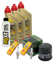 Inspektionspaket 3L 10W-40 + Ölfilter + 2x Zündkerze für Suzuki SV S SF DL V-Strom 650 ccm Bj. 2007 - 2011