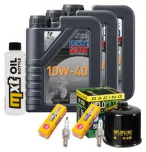 Inspektionspaket 3L 10W-40 + Ölfilter + 2x Zündkerze für Suzuki SV S SF DL V-Strom 650 ccm Bj. 2007 - 2011