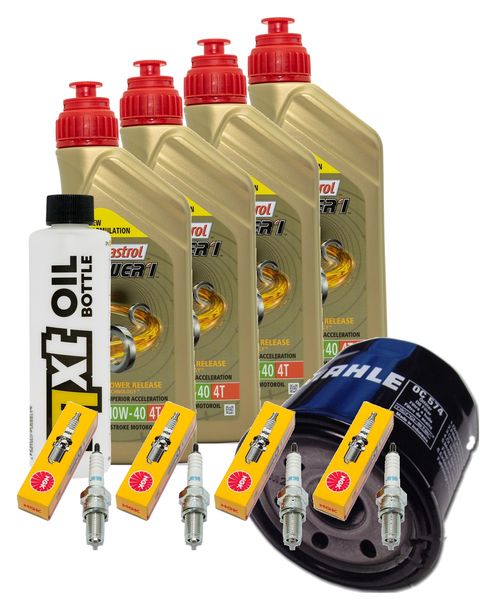 Inspektionspaket 4L 10W-40 + Ölfilter + 4x Zündkerze für Suzuki GSF Bandit N S 1200 ccm Bj. 2002 - 2005