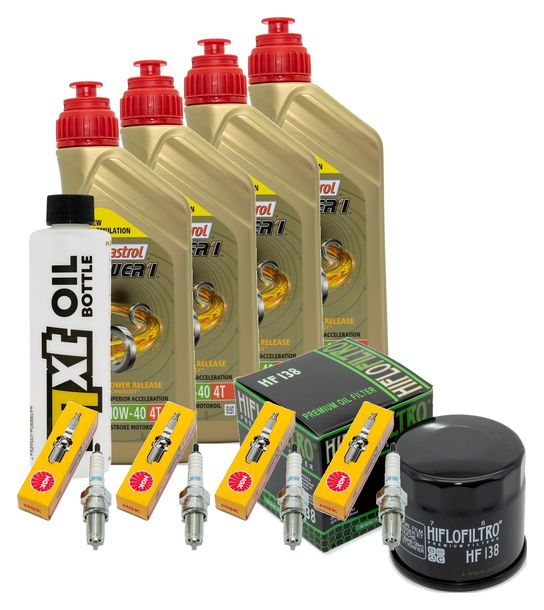 Inspektionspaket 4L 10W-40 + Ölfilter + 4x Zündkerze für Suzuki GSF Bandit N S 1200 ccm Bj. 2002 - 2005