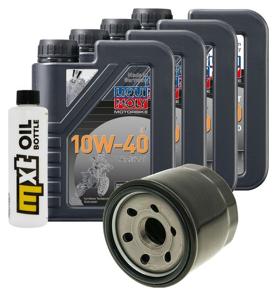 Inspektionspaket 4L 10W-40 + Ölfilter + 4x Zündkerze für Suzuki GSF Bandit N S 1200 ccm Bj. 2002 - 2005