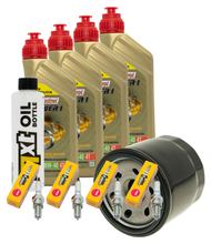 Kit d'inspection 4L 10W-40 + filtre à huile + 4x bougie pour Suzuki GSF Bandit N S 1200 ccm Année 2002 - 2005