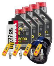 Inspection package 4L 10W-40 + oil filter + 4x spark plug for Suzuki GSF Bandit N S 1200 ccm Year 2002 - 2005