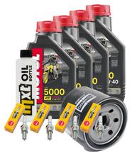 Kit d'inspection 4L 10W-40 + filtre à huile + 4x bougie pour Suzuki GSF Bandit N S 1200 ccm Année 2002 - 2005