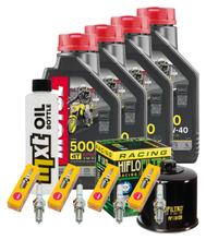 Inspection package 4L 10W-40 + oil filter + 4x spark plug for Suzuki GSF Bandit N S 1200 ccm Year 2002 - 2005