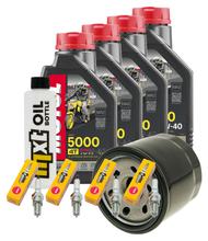 Kit d'inspection 4L 10W-40 + filtre à huile + 4x bougie pour Suzuki GSF Bandit N S 1200 ccm Année 2002 - 2005