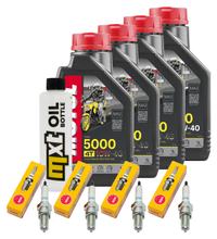 Kit d'inspection 4L 10W-40 + filtre à huile + 4x bougie pour Suzuki GSF Bandit N S 1200 ccm Année 2002 - 2005