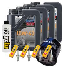 Inspection package 4L 10W-40 + oil filter + 4x spark plug for Suzuki GSF Bandit N S 1200 ccm Year 2002 - 2005