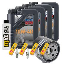 Kit d'inspection 4L 10W-40 + filtre à huile + 4x bougie pour Suzuki GSF Bandit N S 1200 ccm Année 2002 - 2005
