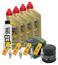Inspection package 4L 10W-40 + oil filter + 4x spark plug for Suzuki GSF Bandit N S 1200 ccm Year 2002 - 2005