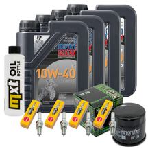 Kit d'inspection 4L 10W-40 + filtre à huile + 4x bougie pour Suzuki GSF Bandit N S 1200 ccm Année 2002 - 2005